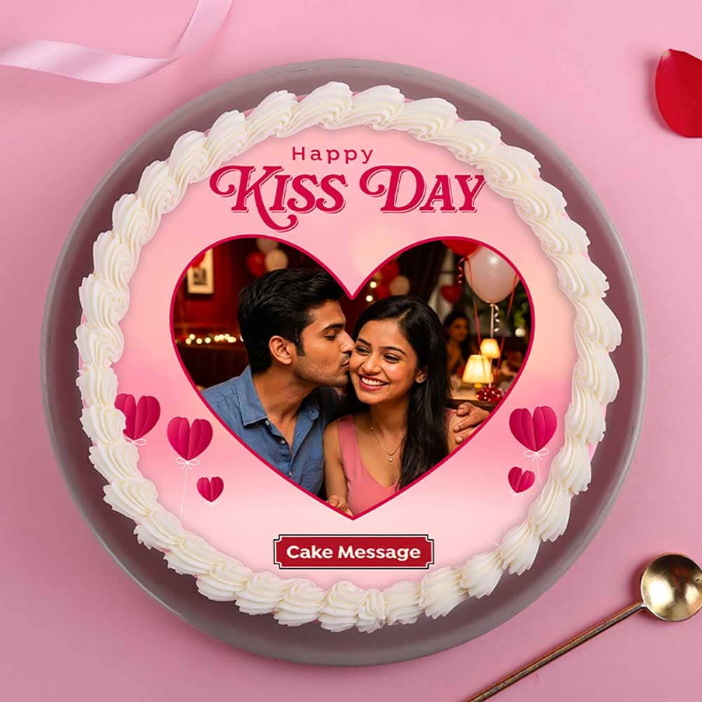 Happy Kiss Day Photo Cake