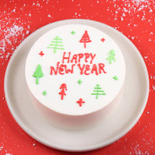 Angled View of Happy New Year Bento Cake Angled View of Happy New Year Bento Cake
