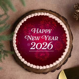 Angled View of Happy New Year Cake Angled View of Happy New Year Cake