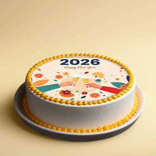 Angled View of Happy New Year Cheers Cake