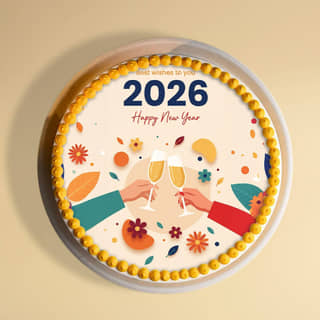 Front View of Happy New Year Cheers Cake