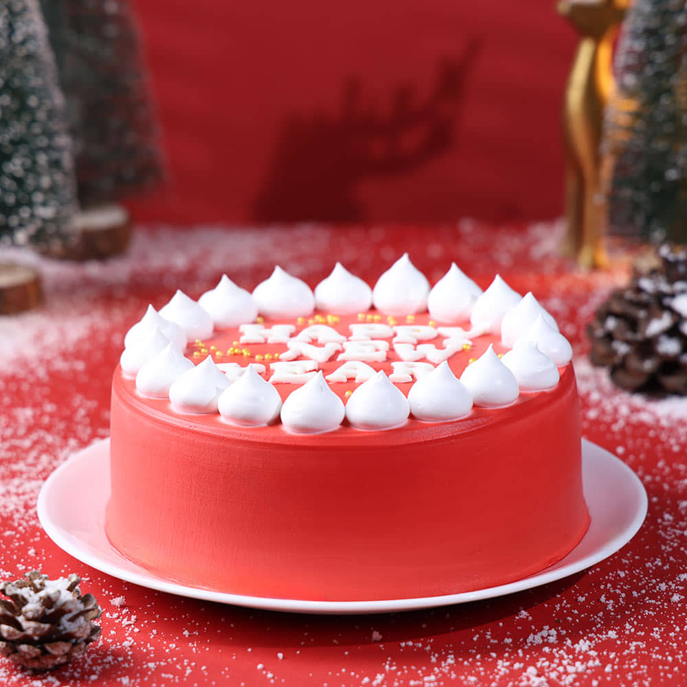 Top View Happy New Year Round Chocolate Cake