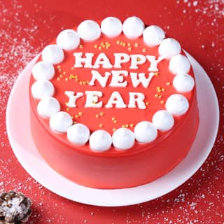 Front View Happy New Year Round Chocolate Cake