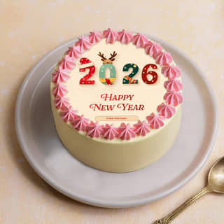 Top View of Happy New Year Festive Cake