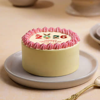 Front Angled View of Happy New Year Festive Cake