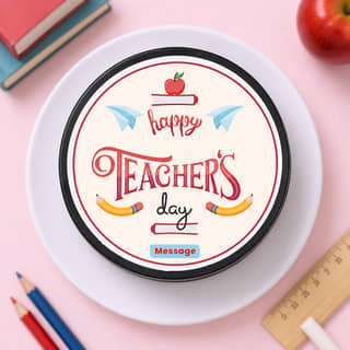 Side View of Happy Teachers Day Cake Side View of Happy Teachers Day Cake