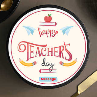Front View of Happy Teachers Day Cake Front View of Happy Teachers Day Cake