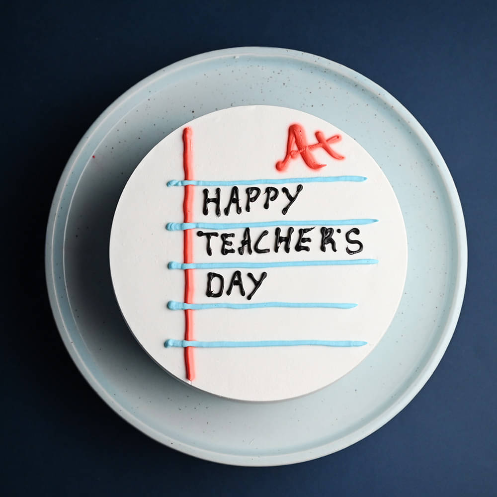 Front View of Happy Teachers Day Chocolate Cake