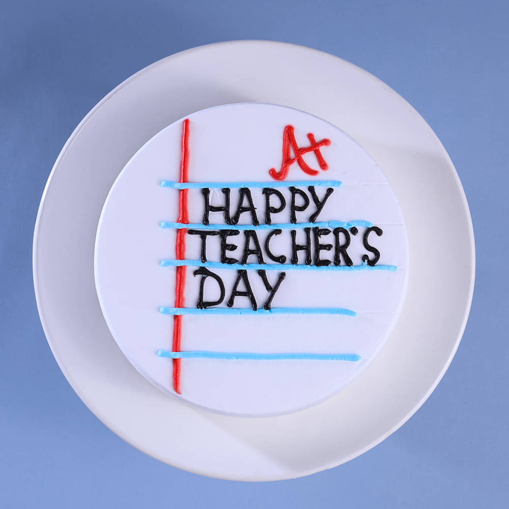 Front View of Happy Teachers Day Chocolate Cake