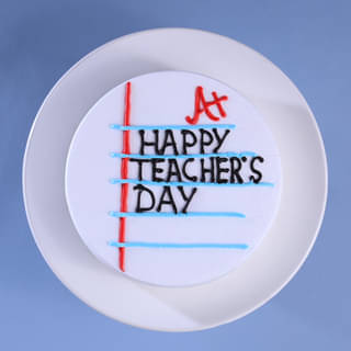 Front View of Happy Teachers Day Chocolate Cake