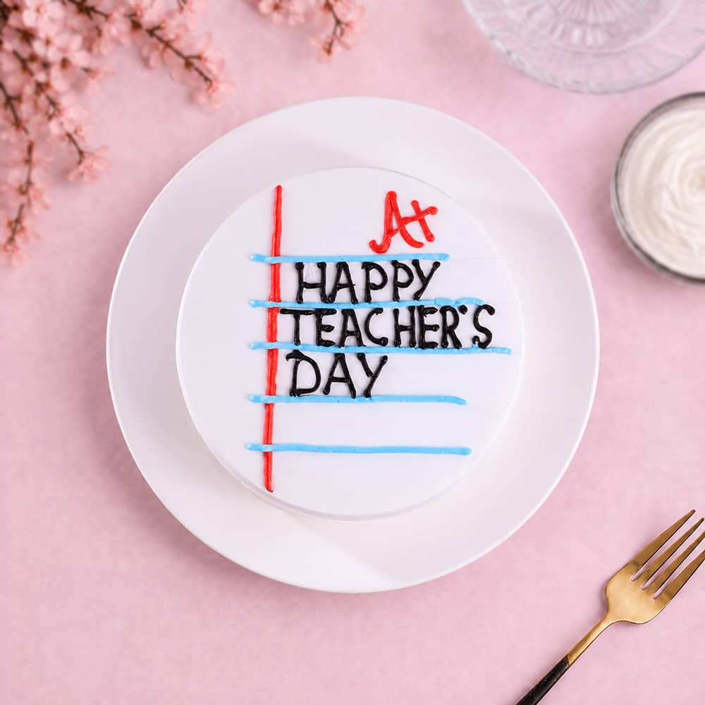 Top View of A Plus Teachers Day Cake Top View of A Plus Teachers Day Cake