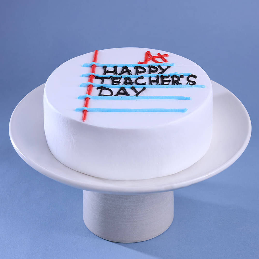Side View of Happy Teachers Day Chocolate Cake
