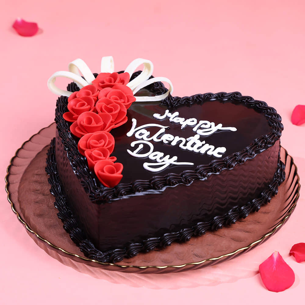 Happy Valentines Choco Truffle Heart Cake