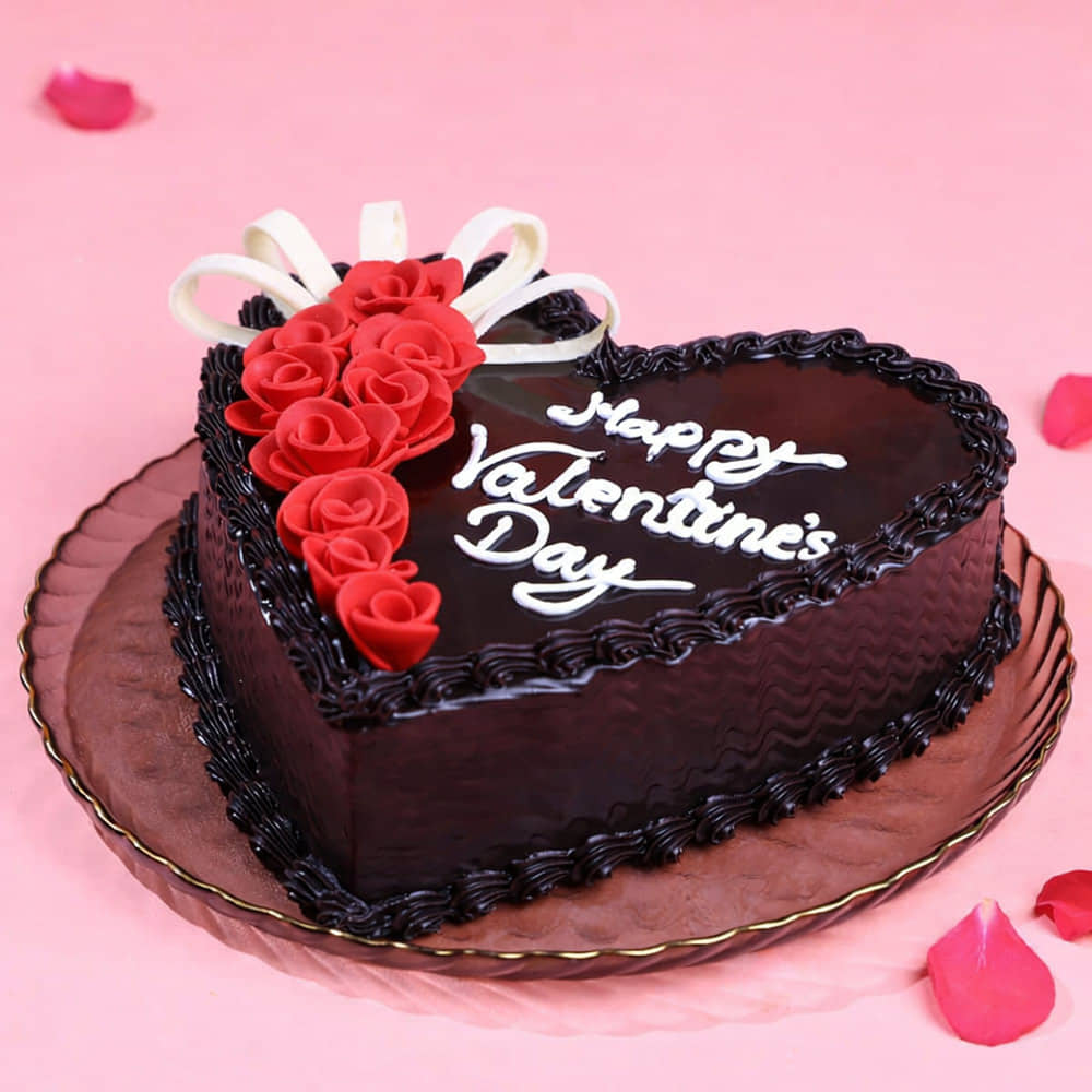 Happy Valentines Choco Truffle Heart Cake