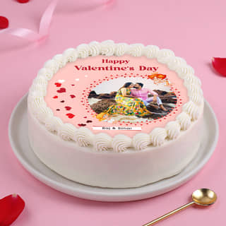 Happy Valentines Day Photo Cake
