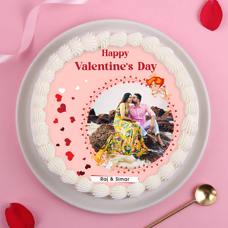 Happy Valentines Day Photo Cake