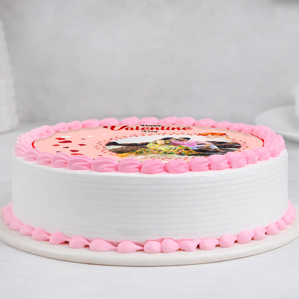 Happy Valentines Day Photo Cake Side View of Happy Valentines Day Poster Cake