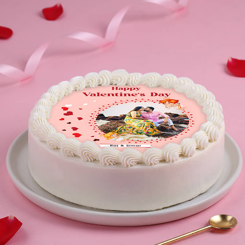 Happy Valentines Day Photo Cake