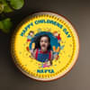 Side view of Happy Childrens Day Photo Cake