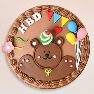 Top View of HBD Cutesy Teddy Cream Cake