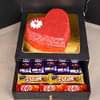 Top View of Heart Red Velvet Cake Surprise Box