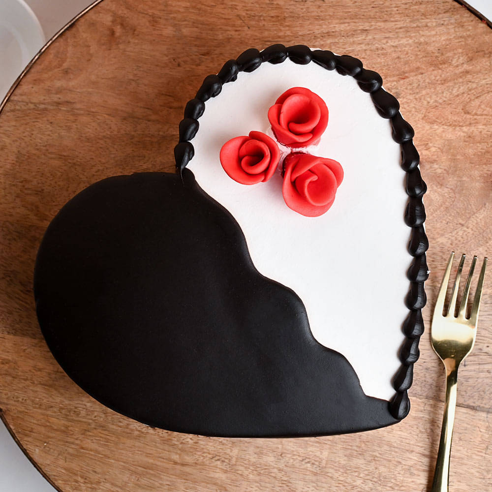 Heart Shape Choco Vanilla Truffle Cake Heart-Shaped Choco Vanilla Cake