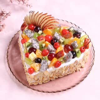 Fruity By Nature - Heart Shaped Mixed Fruit Cake Top View