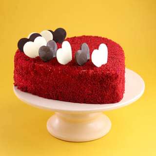 Top View of Heart Shaped Red Velvet Cake