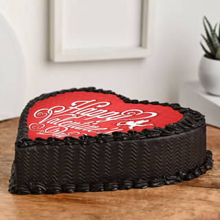 Side View of Heart Shaped Valentine Poster Cake
