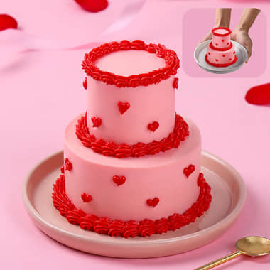 Heart Swirls Two Tiered Bento Cake