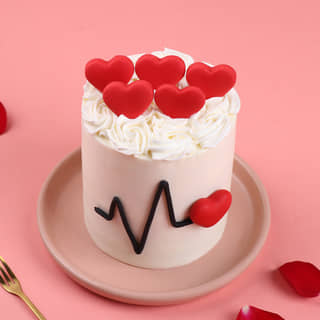 Front Angled View of Heartbeat of Love Cake