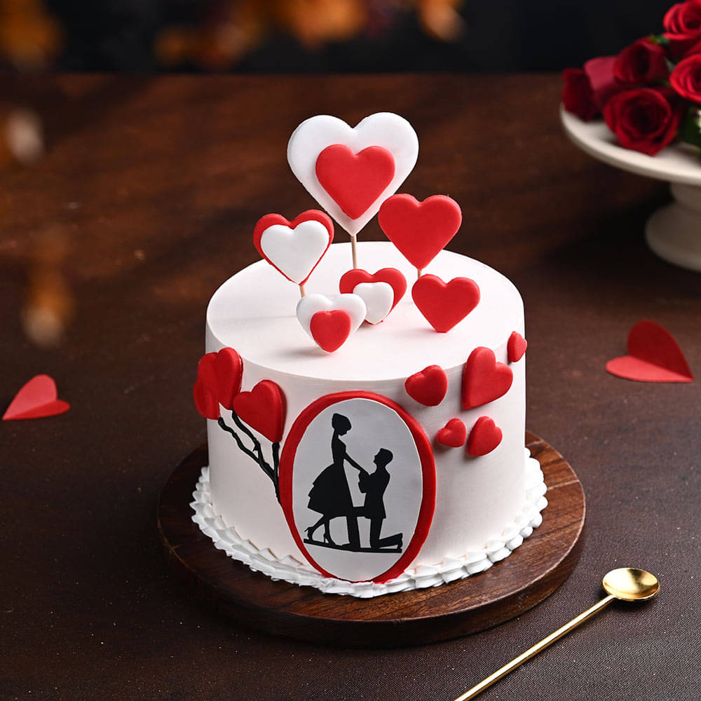 Top View: Love Proposal Cake For Anniversary