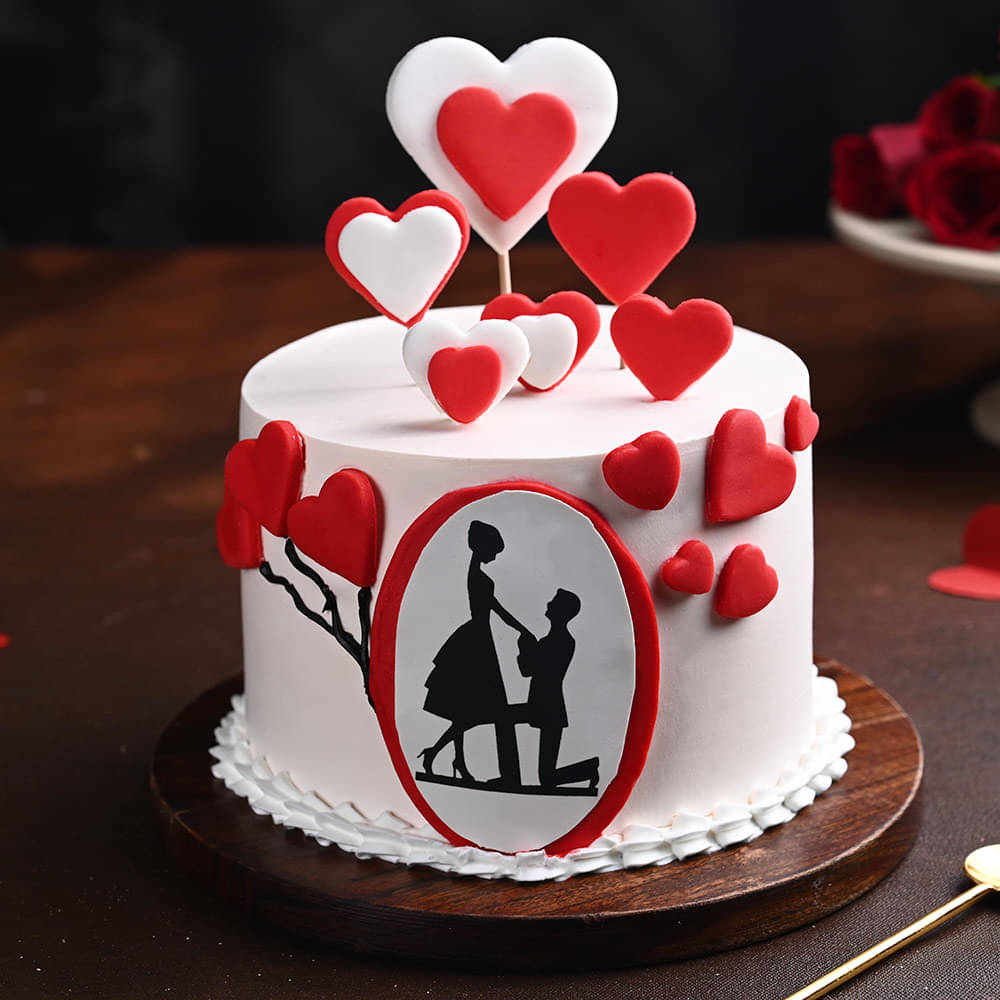 Front View: Love Proposal Cake For Anniversary