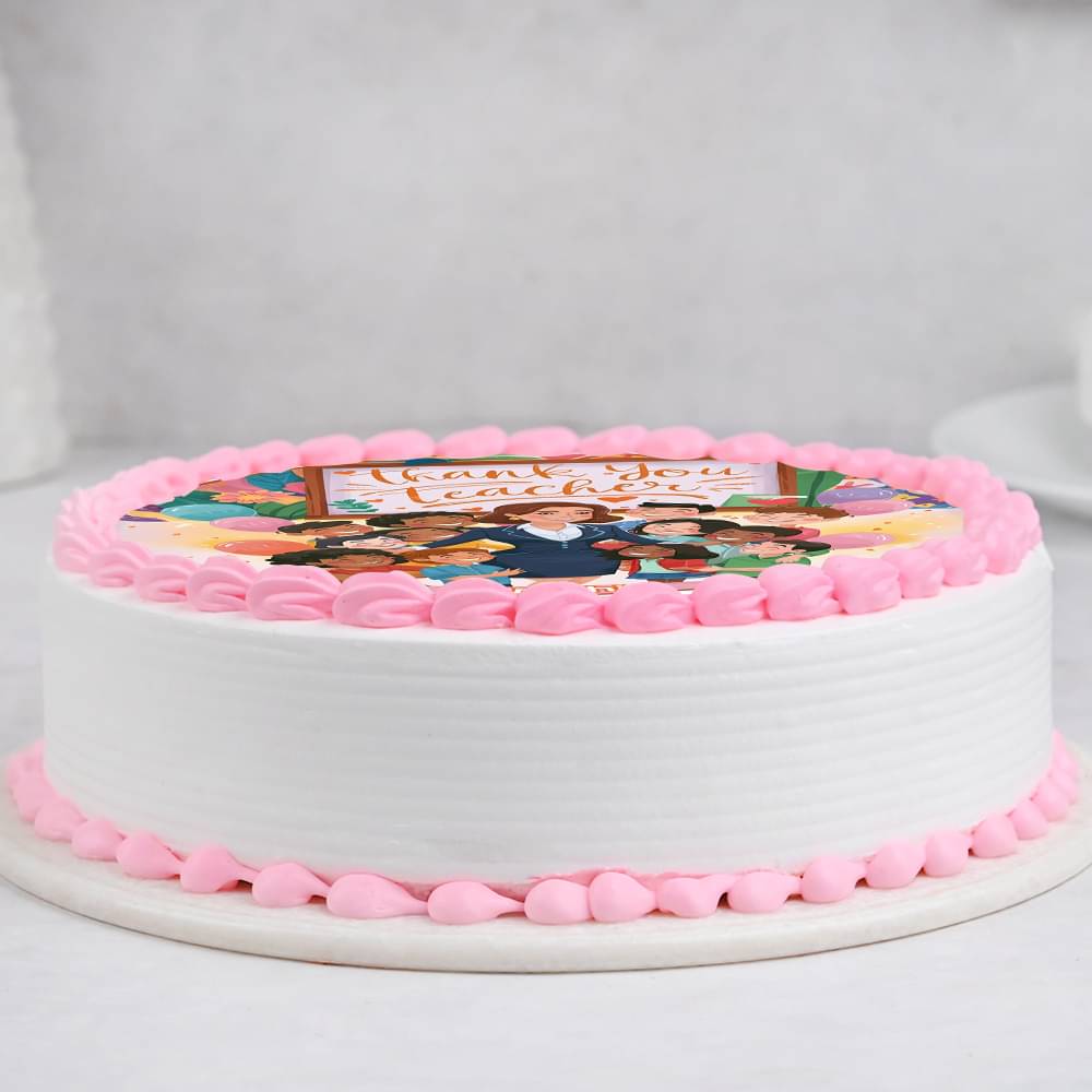 Side View of Heartfelt Teachers Day Cake