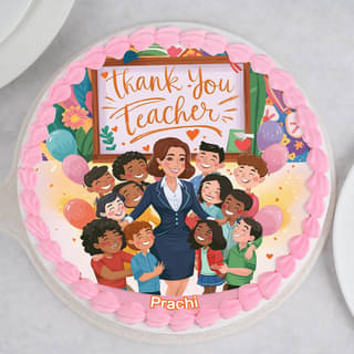 Top View of Heartfelt Teachers Day Cake