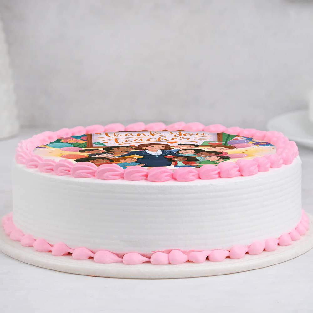Side View of Heartfelt Teachers Day Cake