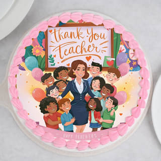 Top View of Heartfelt Teachers Day Cake