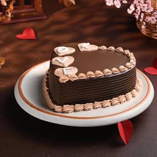 Top View of Heart Shape Choco Anniversary Cake