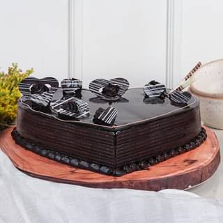 Front View of Heart Shape Choco Anniversary Cake