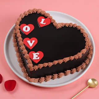 Top View of Heart Shape Choco Anniversary Cake