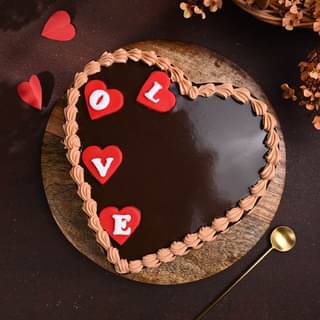 Front View of Heart Shape Choco Anniversary Cake