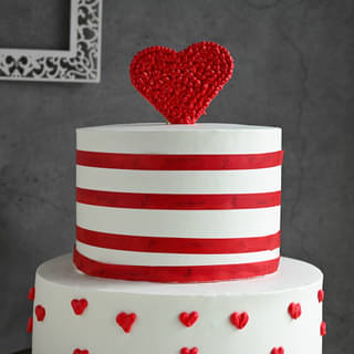 Top View Hearts Cream Cake for Valentine Day