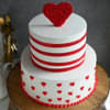 Front View Hearts Cream Cake for Valentine Day