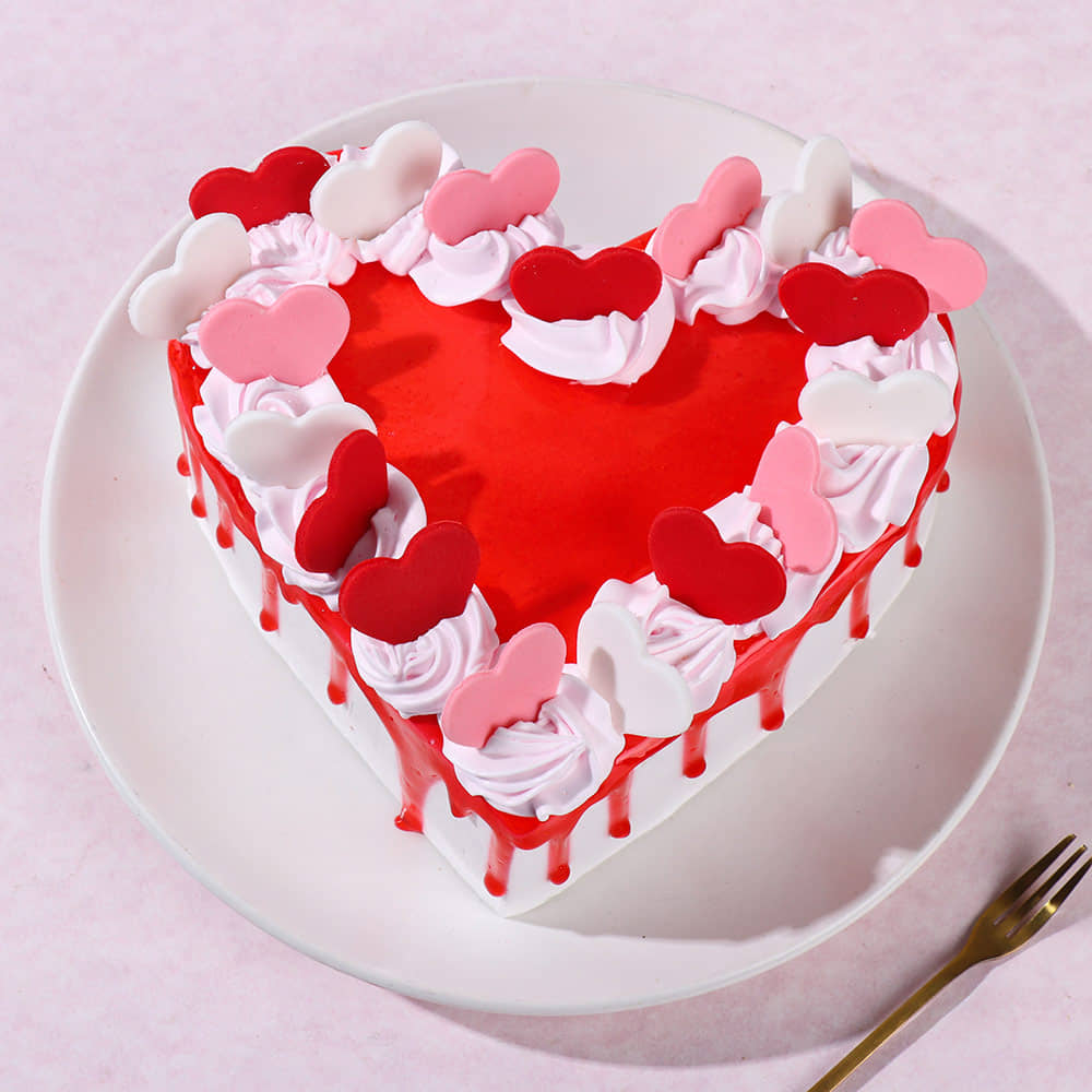 Hearts Aflutter Cake Front View of Hearts Aflutter Cake
