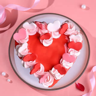 Top View of Hearts Aflutter Cake Top View of Hearts Aflutter Cake