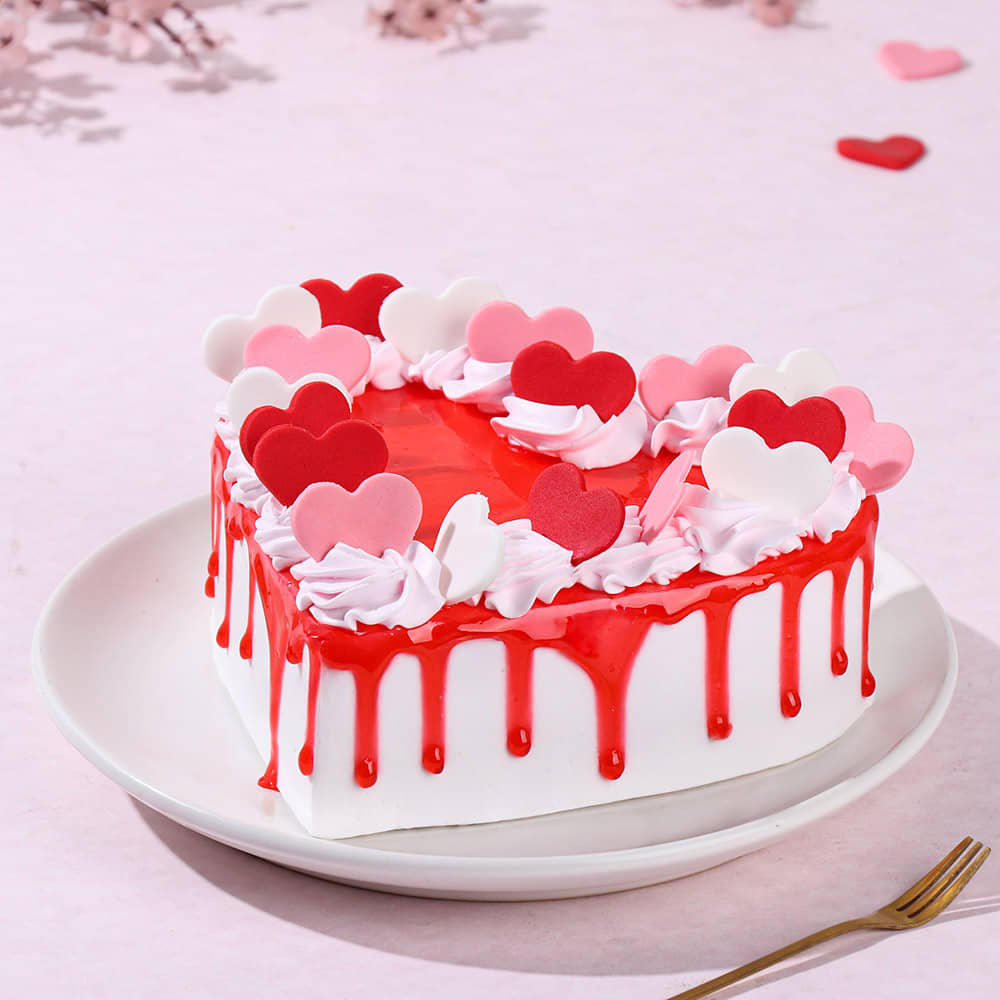 Hearts Aflutter Cake Top View of Hearts Aflutter Cake