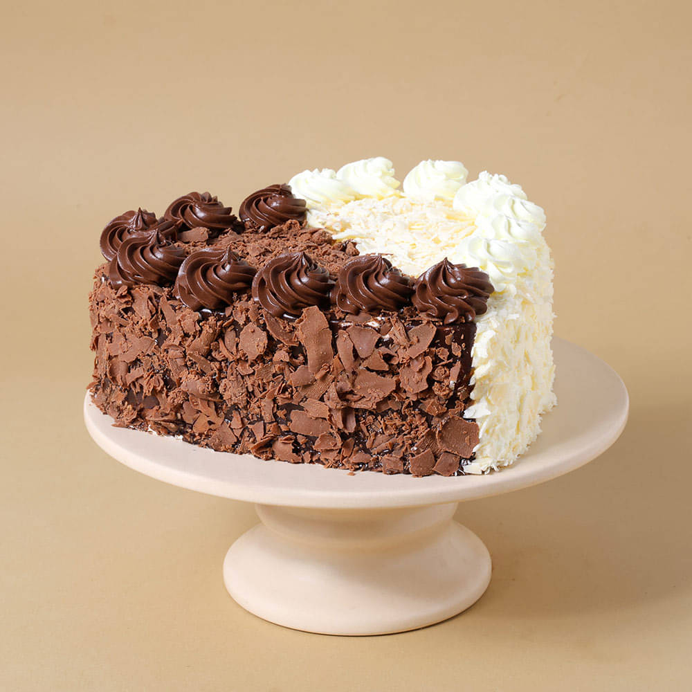 Top View of Hearty Black N White Forest Cake