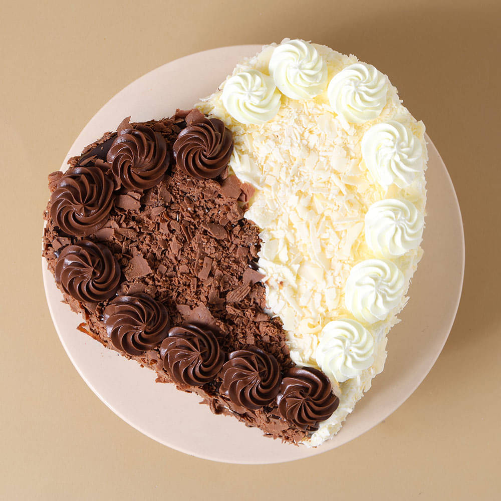 Top View of Hearty Black N White Forest Cake