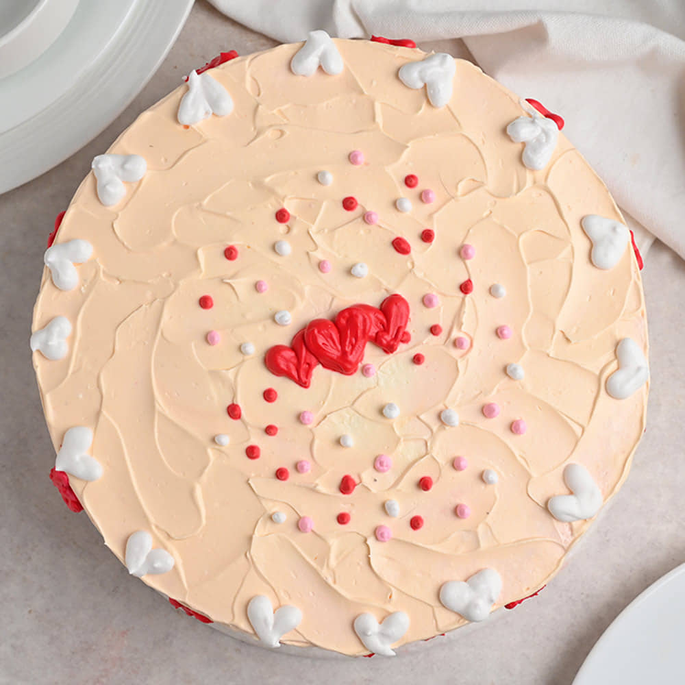 Top view-Red Velvet Round Cake For Mother's Day
