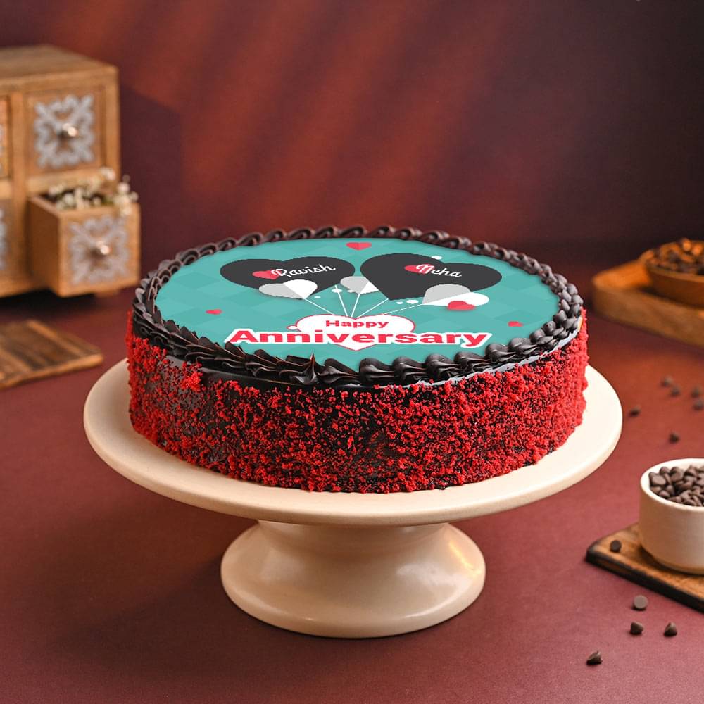 Hearty Photo Anniversary Cake